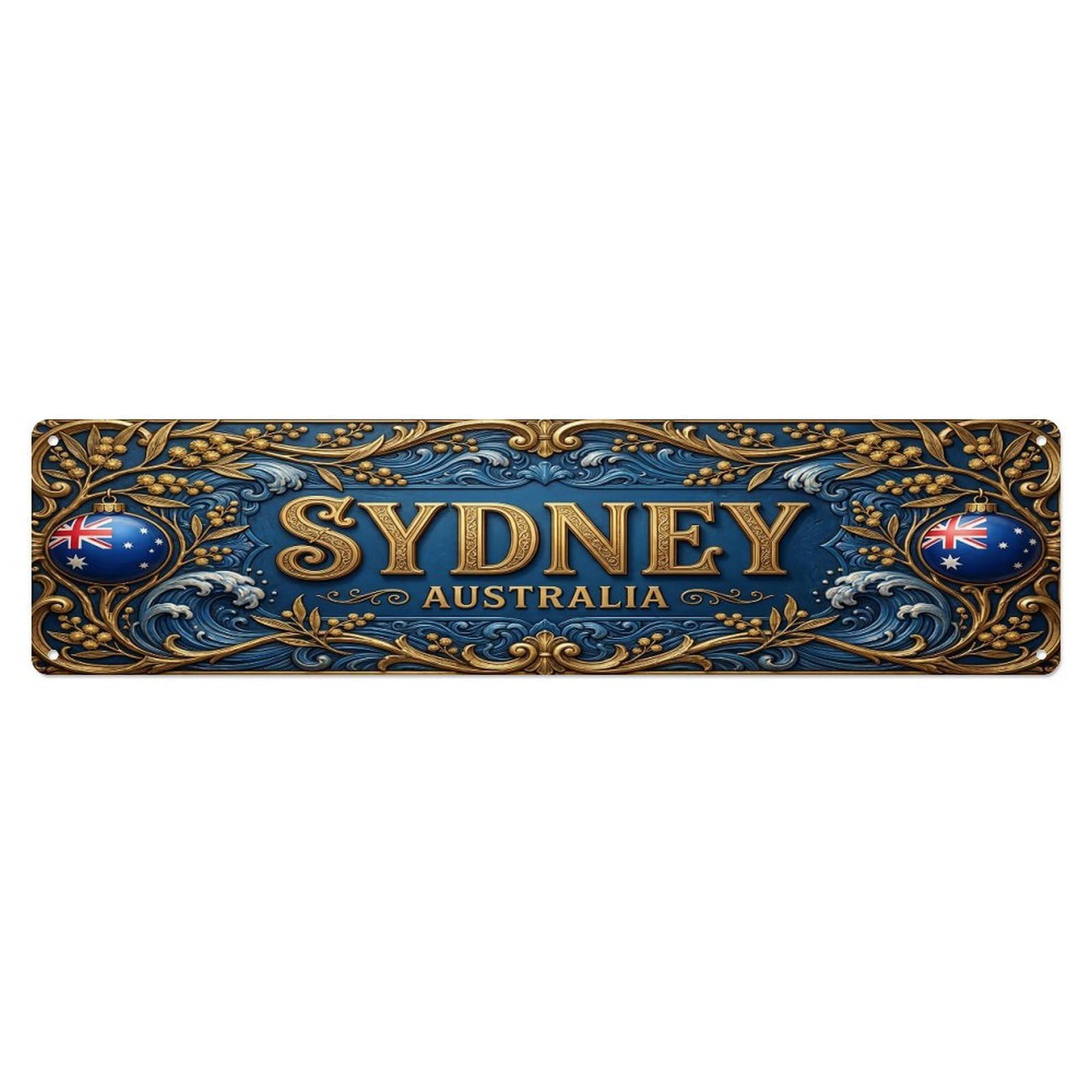 Olhnbad 4X16inch(10X40cm) Vintage Sydney Australia Flag Pattern Metal Tin Sign
