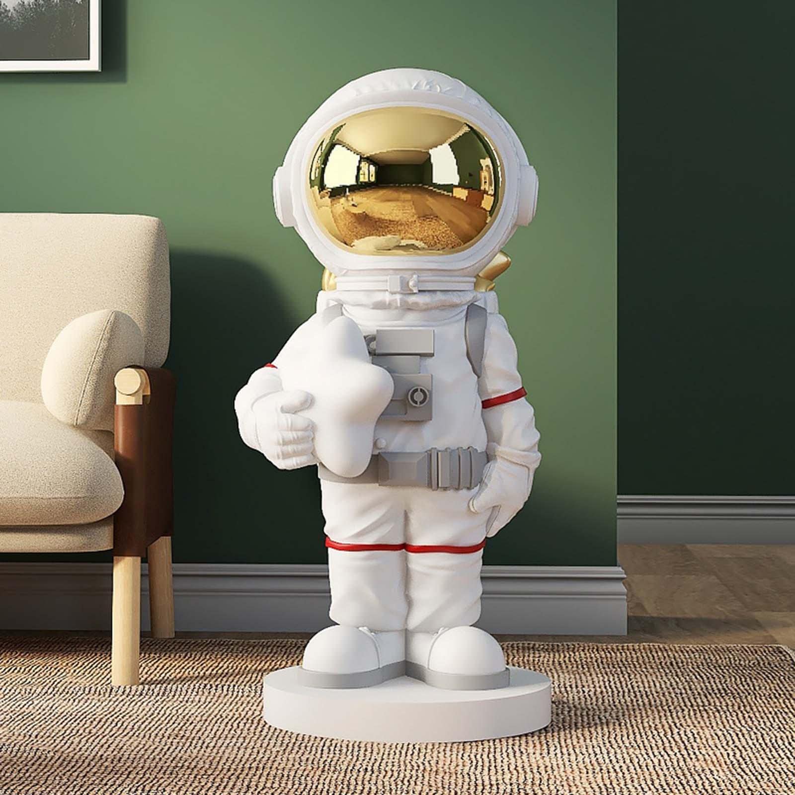 Estatua de astronauta coleccionable, figuras espaciales para niños y adultos, decoración de dormitorio, sala de estar (blanco)