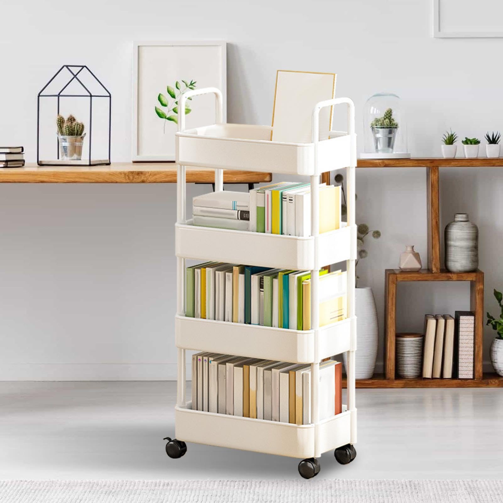 Generisch Carrello con ruote, 75 cm, multiuso, organizer con 3 ripiani