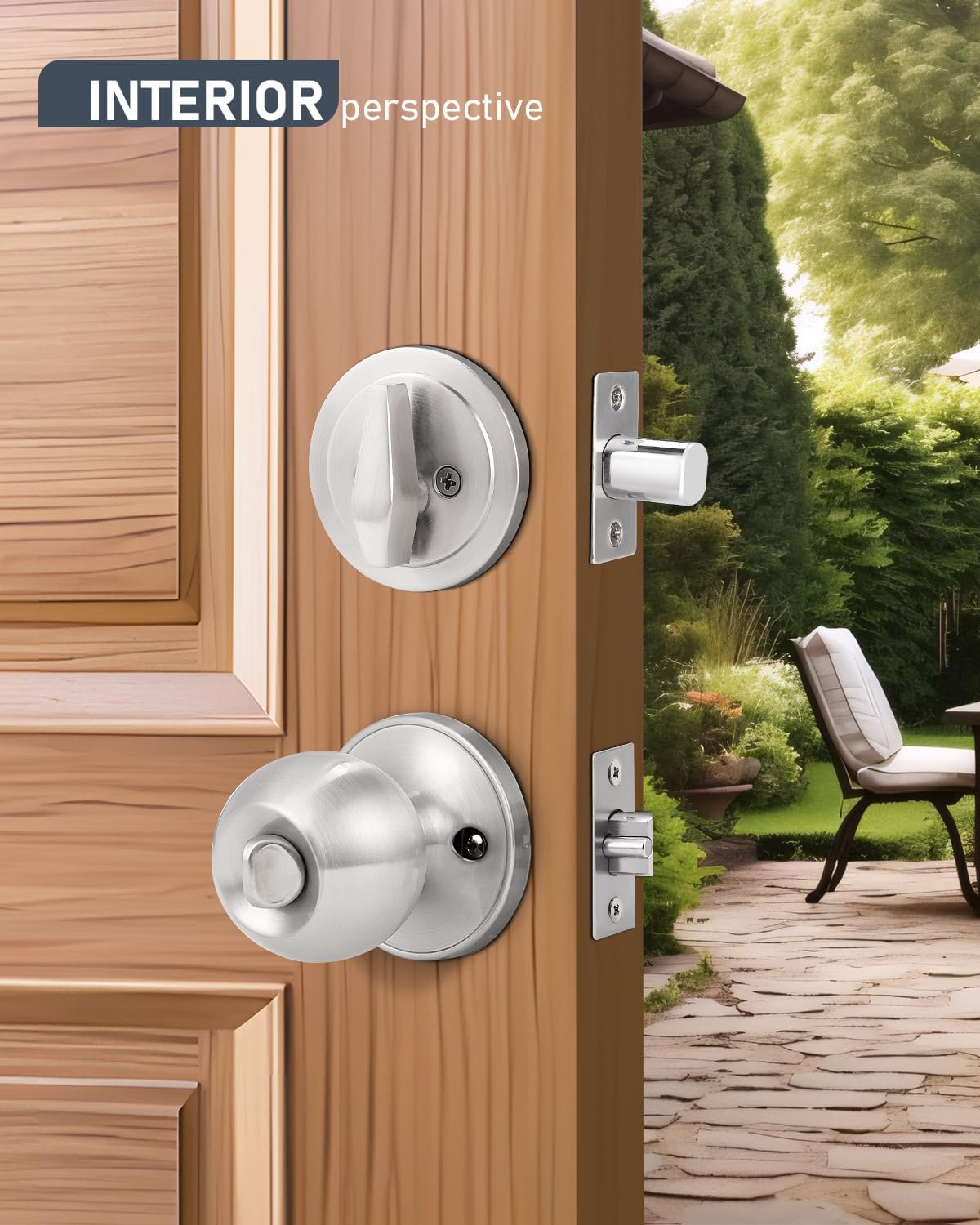 4 Pack Keyed Entry Door Knob and Single Cylinder Deadbolt Combination Set in Satin Nickel, Keyed Alike Exterior Knob Door Handle and Deadbolt Lock and Key, Round Locking Lever Handle Set