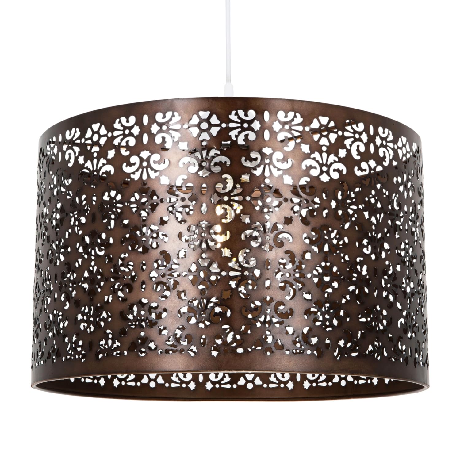 Rackhams Bronze Moroccan Designed Large Metal Pendant Shade With Floral Decor