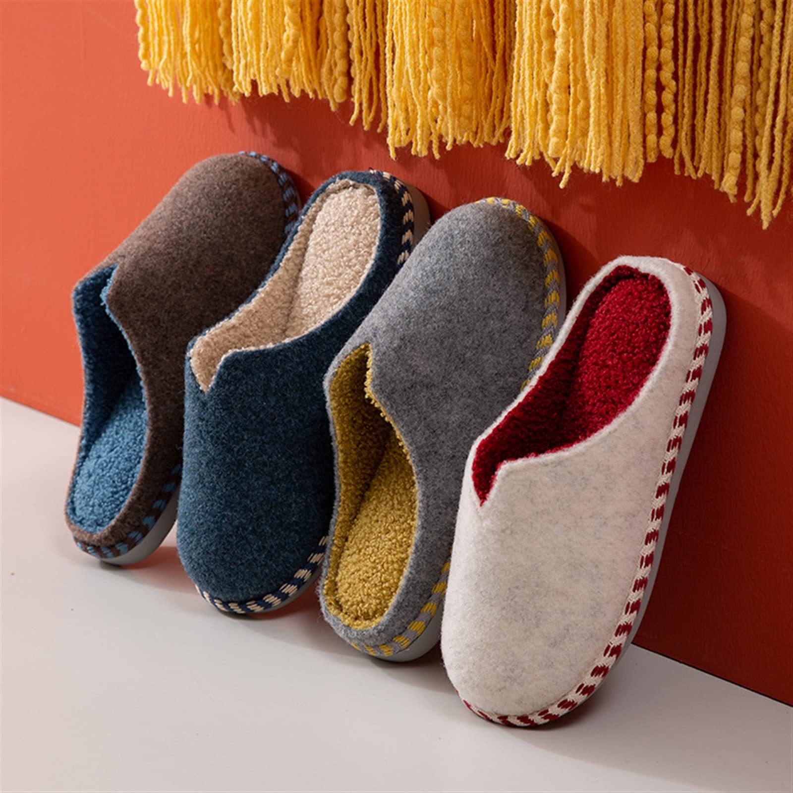 Zapatillas viscoelástica Zapatillas de casa ligeras for hombres y mujeres, zapatillas acogedoras for interiores y exteriores, zapatillas de algodón con suela antideslizante Pantuflas de algodón ( Colo