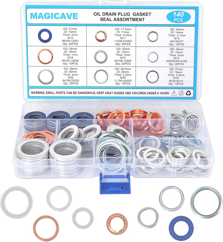 Kit de Arruelas de Vedação para Bujão de Óleo Magicave M11–M20 – 140 peças