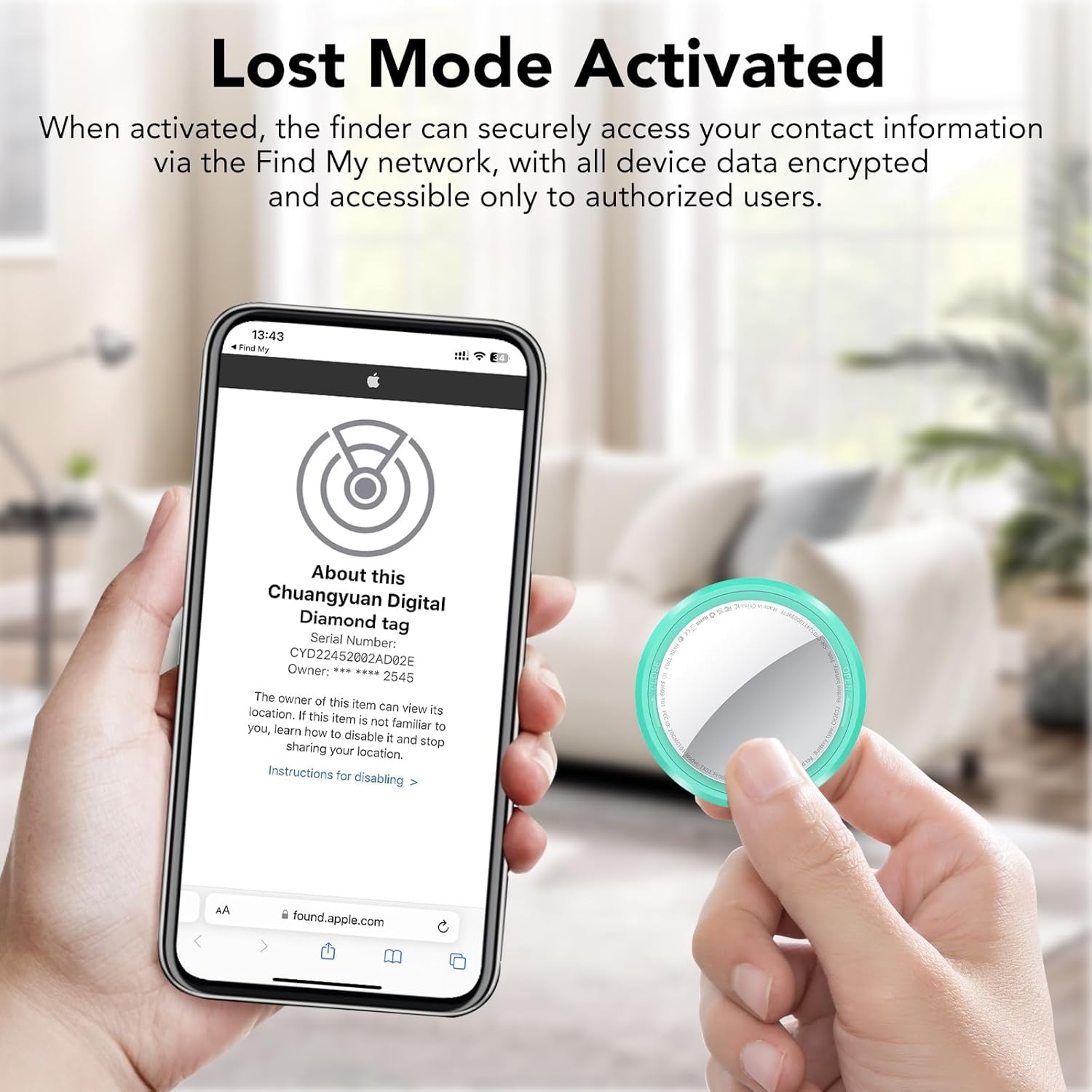 Steps to pair QCOQ Air Tracker Tag with Apple Find My app