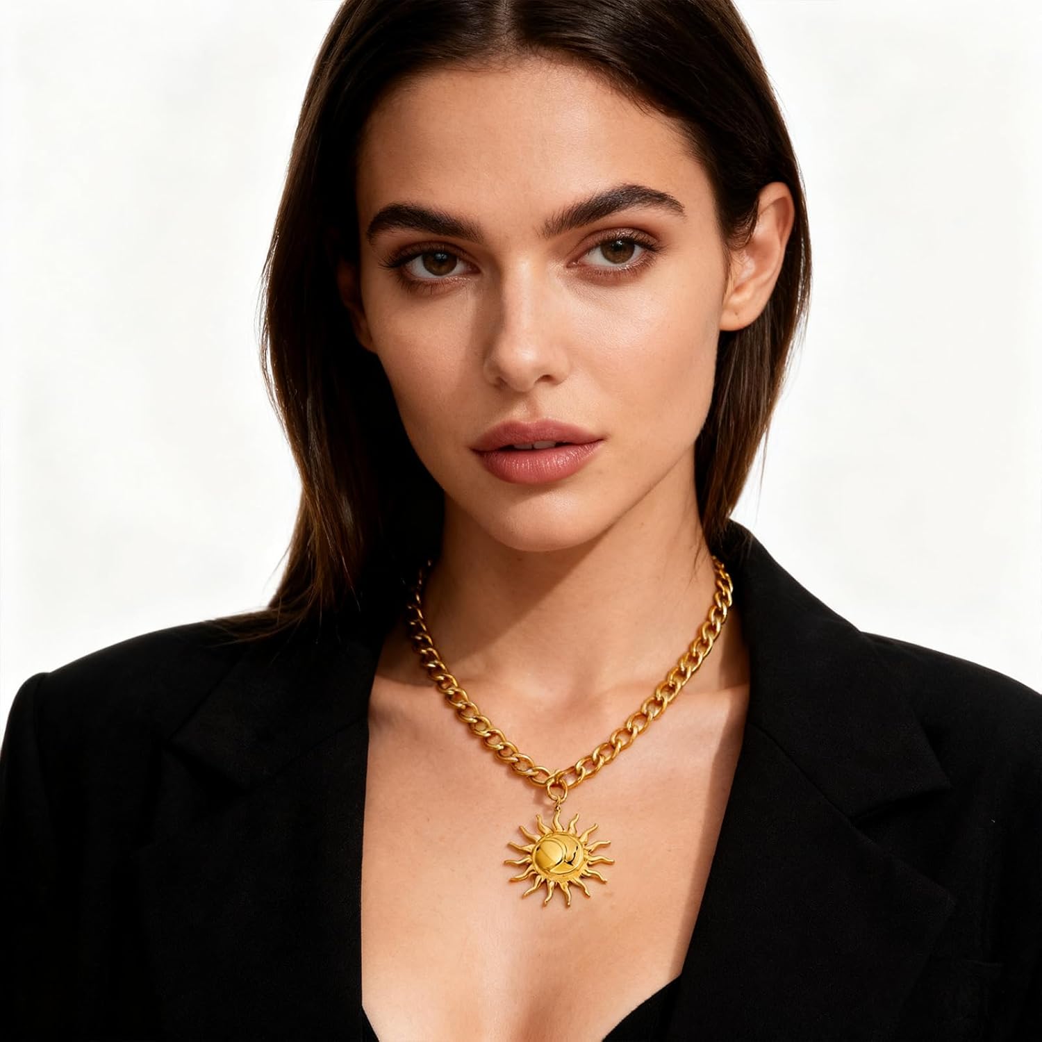 Dainty Sun and Moon Necklace for Women 14K Gold Plated Trendy Statement Charm Pendant Necklace Fashion Jewelry Gift - Image 3