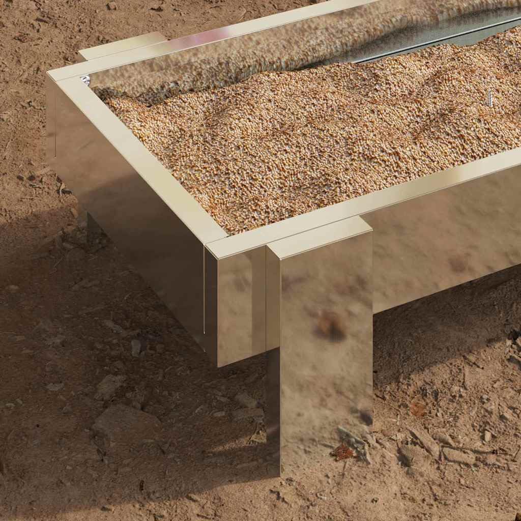 Rynna do karmienia kur, srebrna, ocynkowana stal, 80 x 28 x 13,5 cm, odporna na warunki atmosferyczne, wytrzymała, do użytku wewnątrz i na zewnątrz, pojemność 5 kg, łatwy dostęp i łatwe