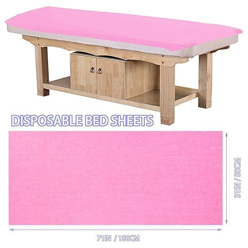 Miniatura 6 de MVSUTA Juego de 50 sábanas desechables de color rosa, tela no tejida, para spa, para masajes, tatuajes de belleza, 31 x 71 pulgadas