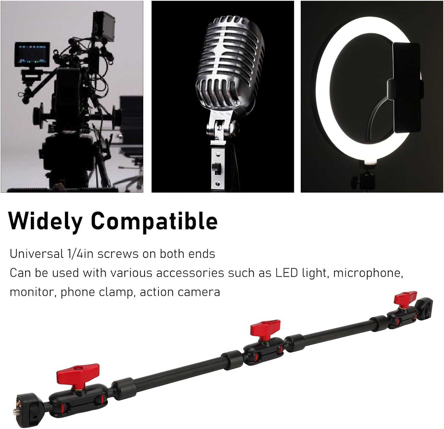 Camera Mount Articulating Arm with Double Ball Head, 22 Inch Flexible Articulating Stand Boom Arm with Multi Angle Adjustable Extension Rod for Phone Camera