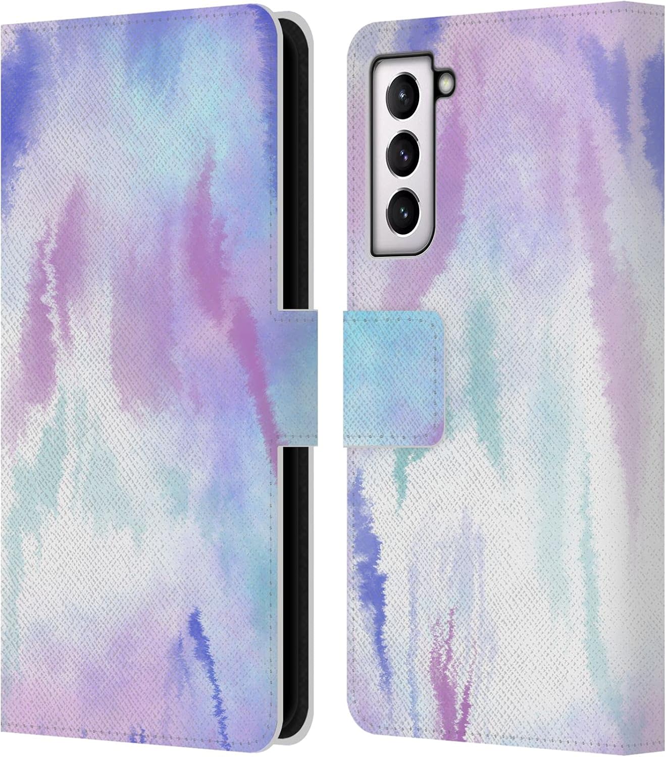 Head Case Designs Officially Licensed Suzan Lind Blue Teal Purple Tie Dye Leather Wallet Case Compatible with Samsung Galaxy S21 5G