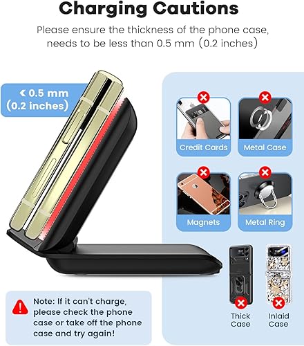 Miniatura 6 de Cargador inalámbrico rápido para Samsung Z Flip - Estación de carga de viaje plegable, compatible con Samsung Galaxy Z Flip 6Flip5Flip4 Series y