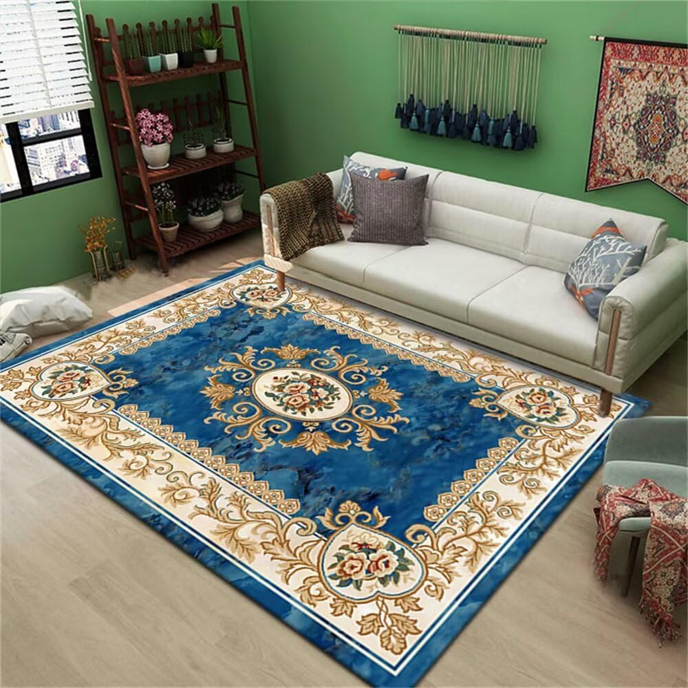 Tapis de lit 140x200cm lavable et bleu pour chambre à coucher