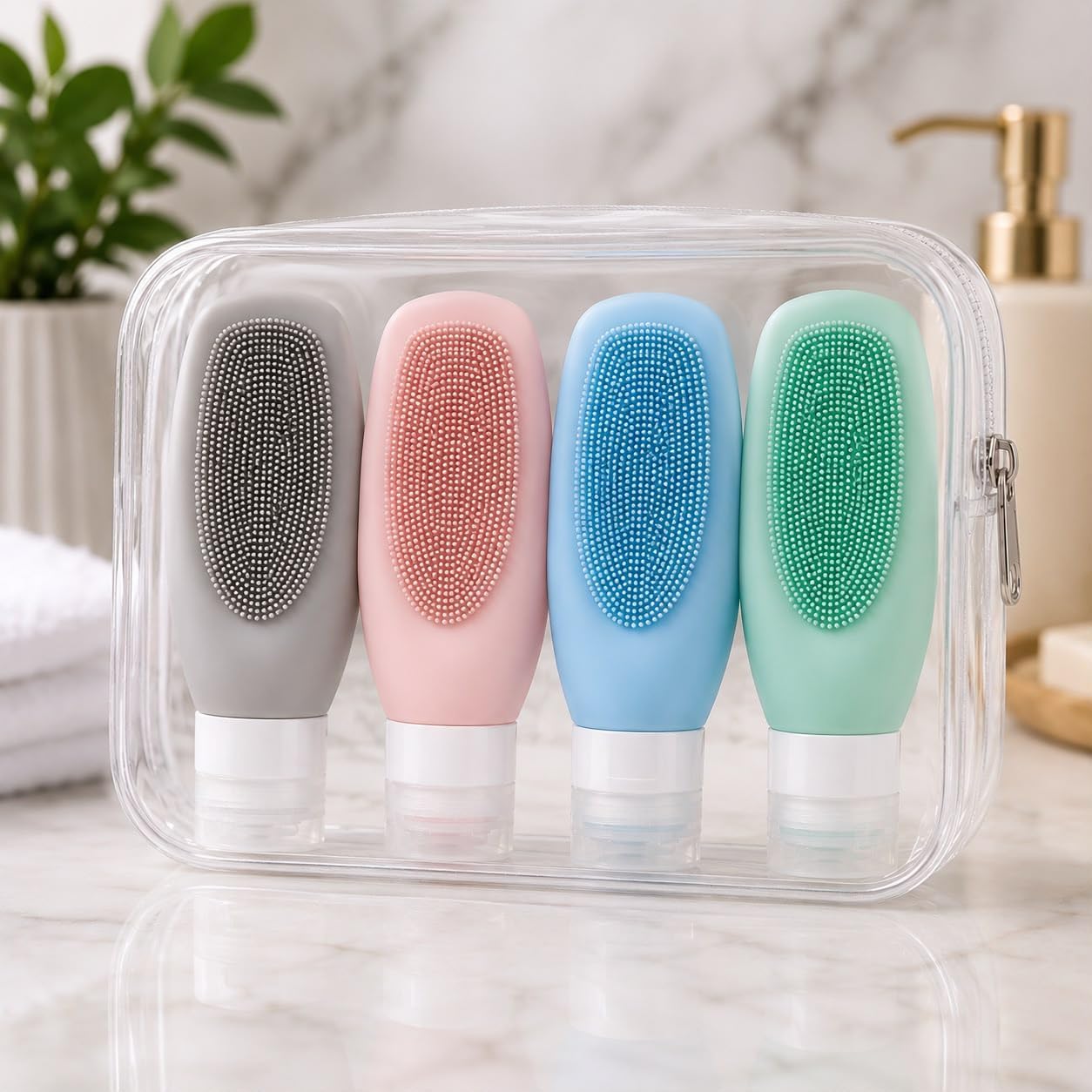 Kit 4 Frascos de Silicone para Viagem