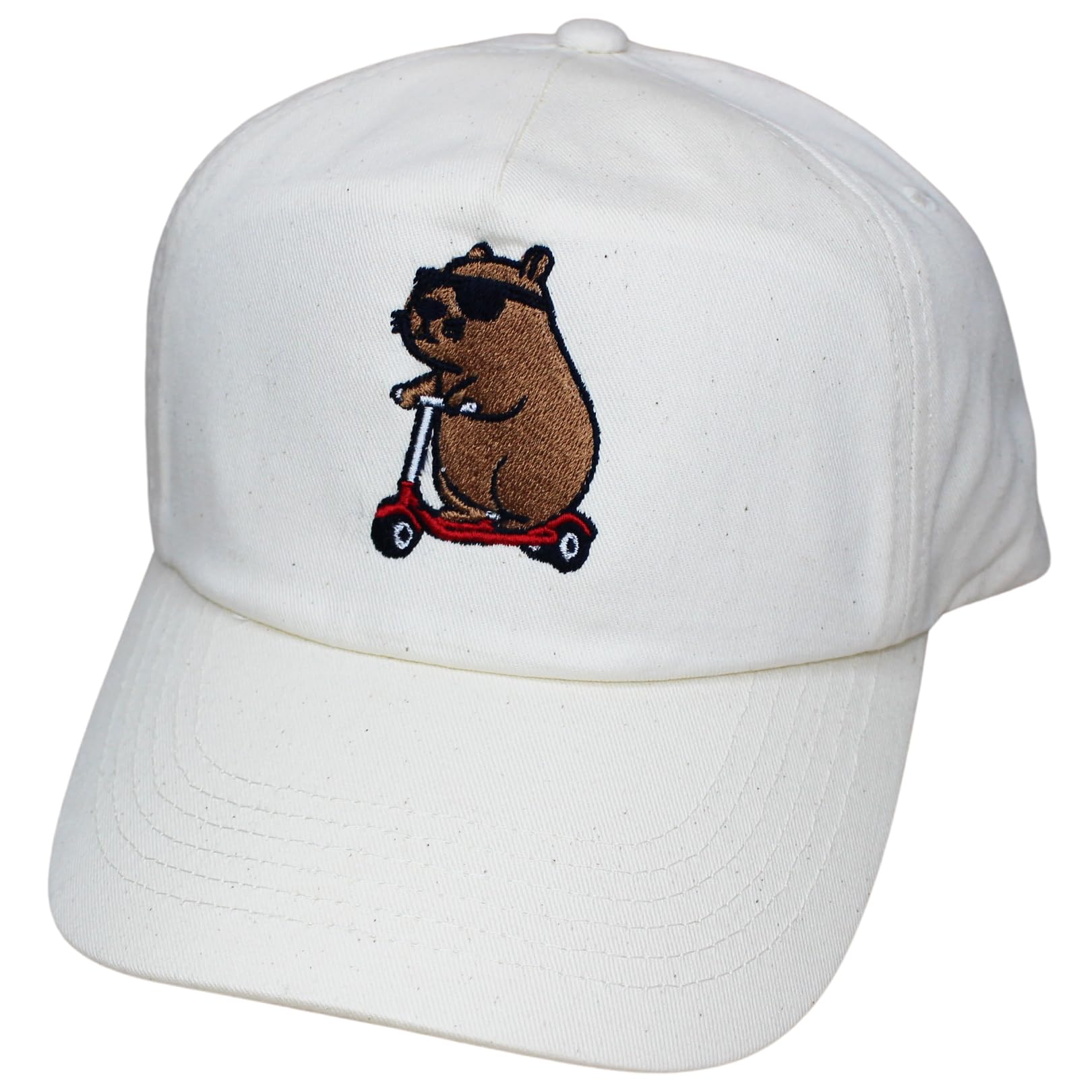 TeddyT's Children's Capybara Riding a Scooter Baseball Cap Sun Hat (8-12 Years) (Natural Sand)