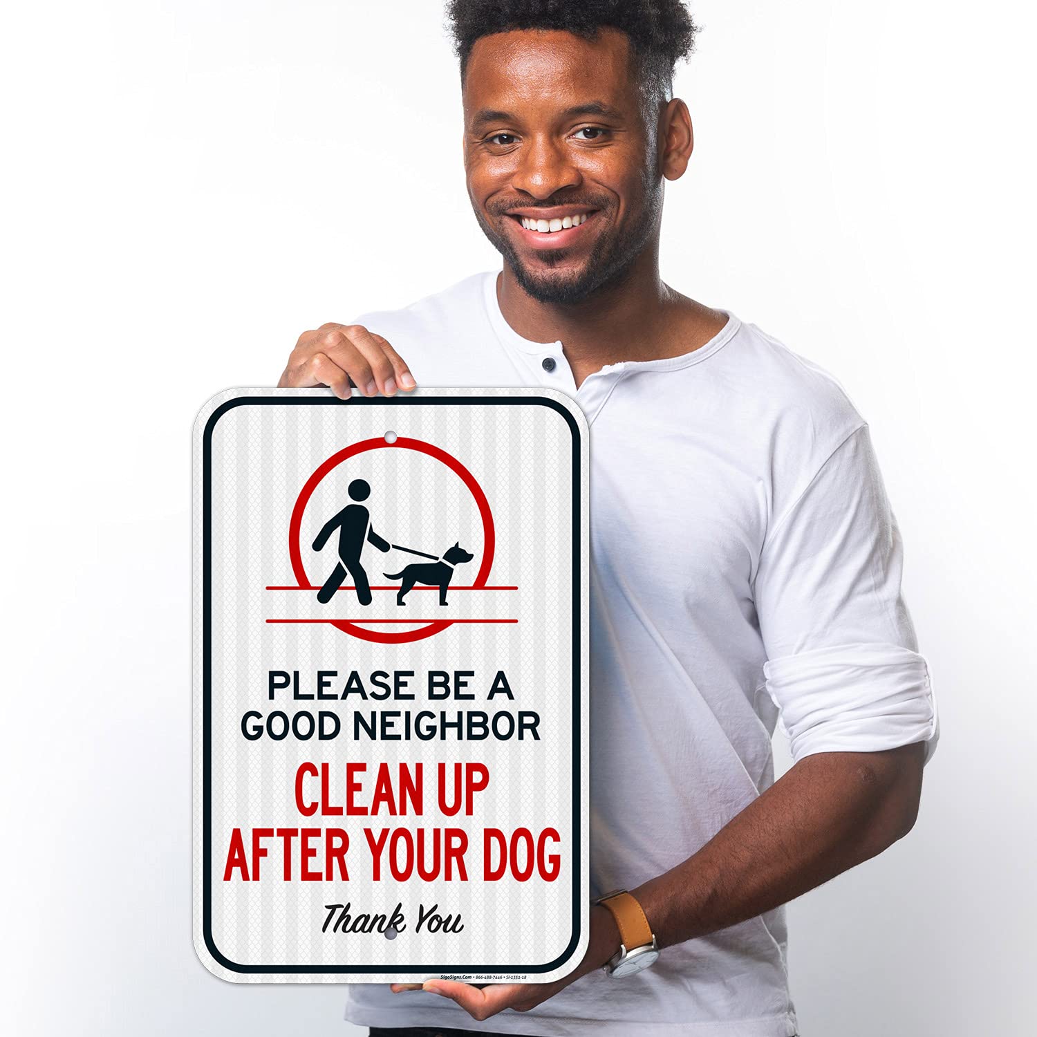 Please Be A Good Neighbor Clean Up After Your Dog Sign, 12x18 Inches, 3M EGP Reflective .063 Aluminum, Fade Resistant, Made in USA
