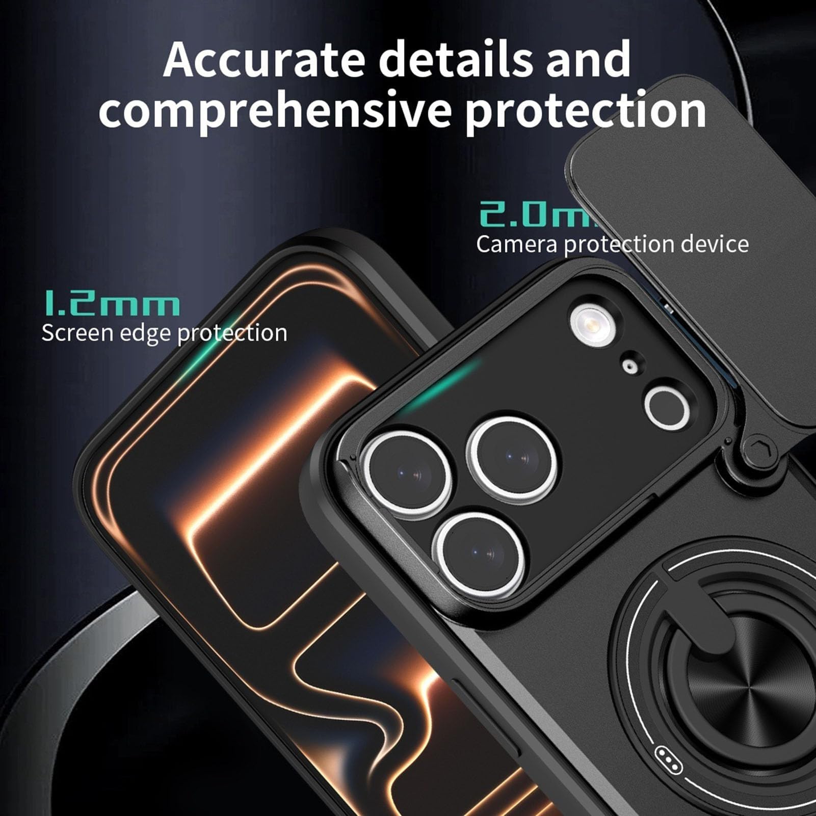 Generico Custodia Per Iphone 17 Pro Max/17 Pro/Air/17, Custodia Protettiva For Fotocamera Rotante Con Supporto For Auto Cover(Nero,17)