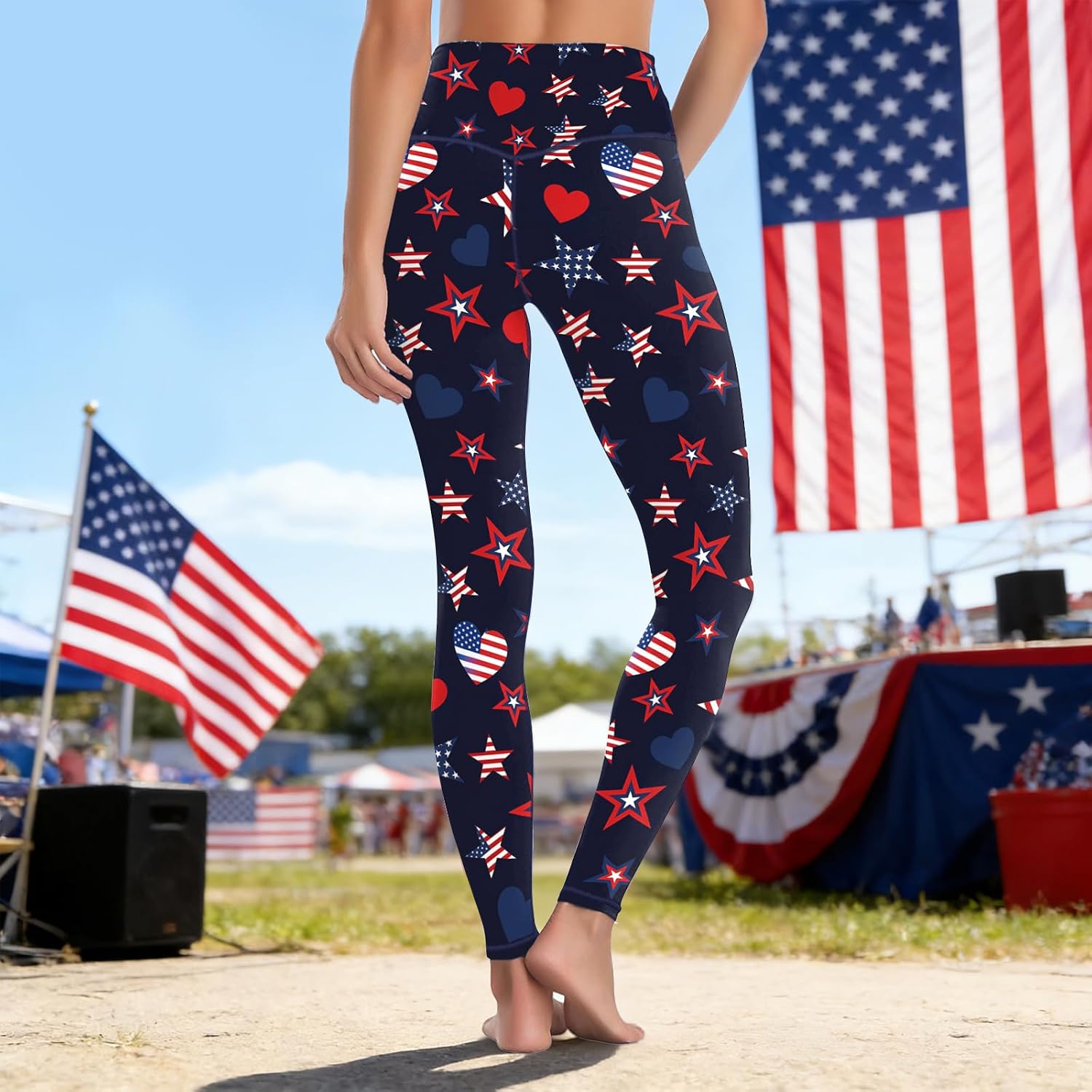 color cosplayer Women's Amercian Flag Legging 4th of July Pants High Waisted 4-Way Stretch Patriotic Leggings 250