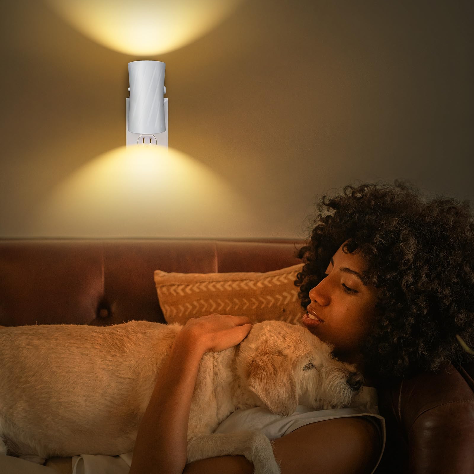 LED-Nachtlichter zum Einstecken in die Wand, 3000 K/5000 K umschaltbar, 2 Stück, Nachtlicht zum Einstecken, 0–100 lm, dimmbares Nachtlicht, modernes Nachtlicht, Dämmerung bis Morgendämmerung, Sensor