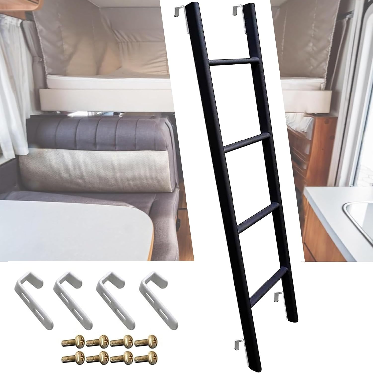 4/5 Step RV Bunk Ladder with Hooks Metal Bed Replacement