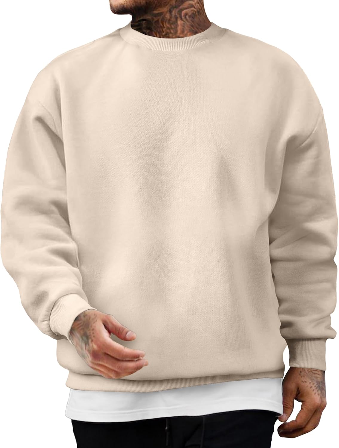 JMIERR Men's Casual Long Sleeves Crewneck Sweatshirts Cotton Pullover Sweatshirt for Men
