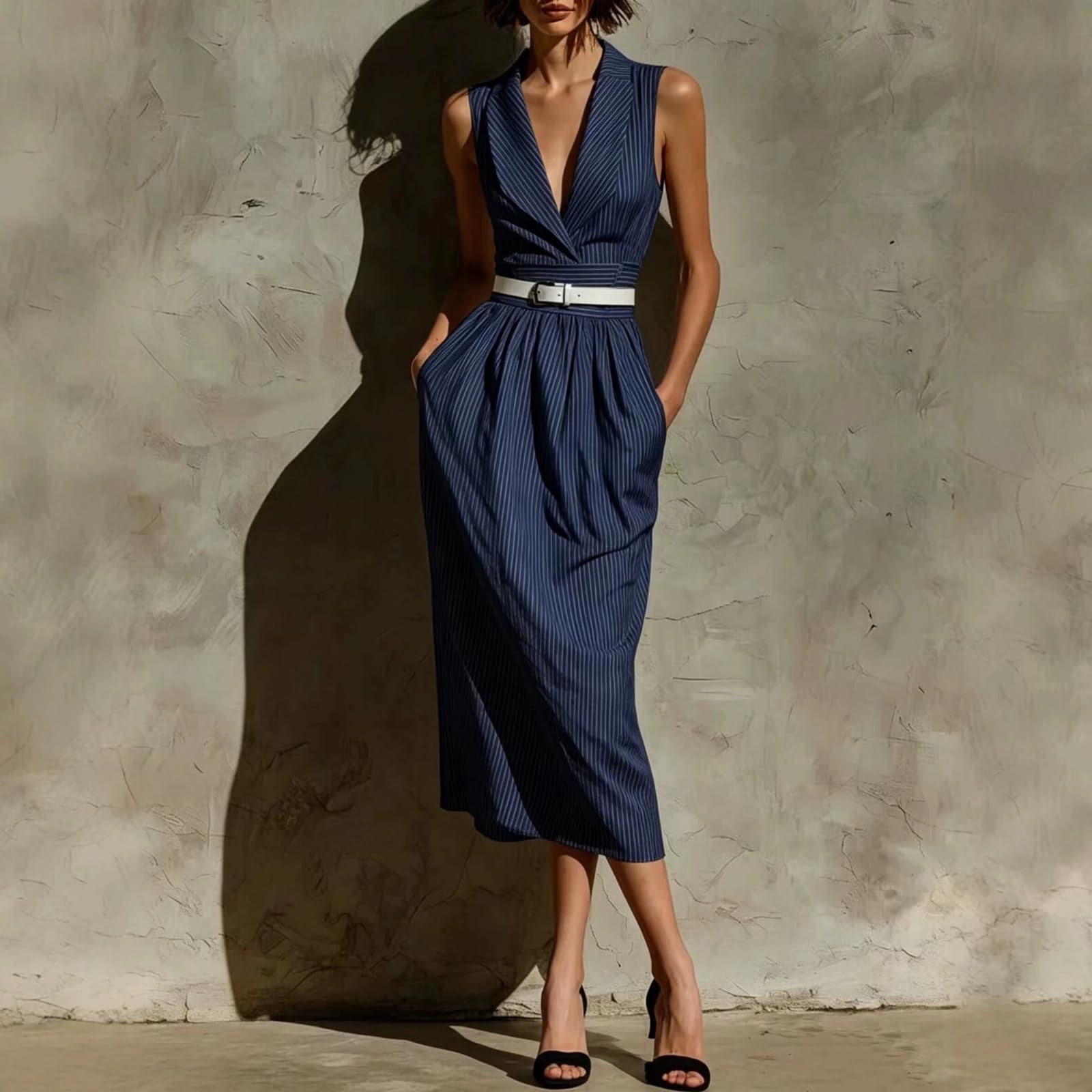 Moda de Verano Casual sin Mangas Vestido Exquisito para Mujeres