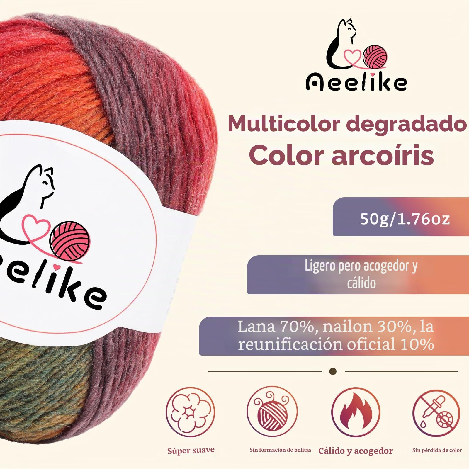 Aeelike Kit de ganchillo para principiantes, manta arcoíris degradado, kit completo de ganchillo para principiantes con hilo de lana suficiente y cálido, tutoriales de videos, kits de tejer fáciles