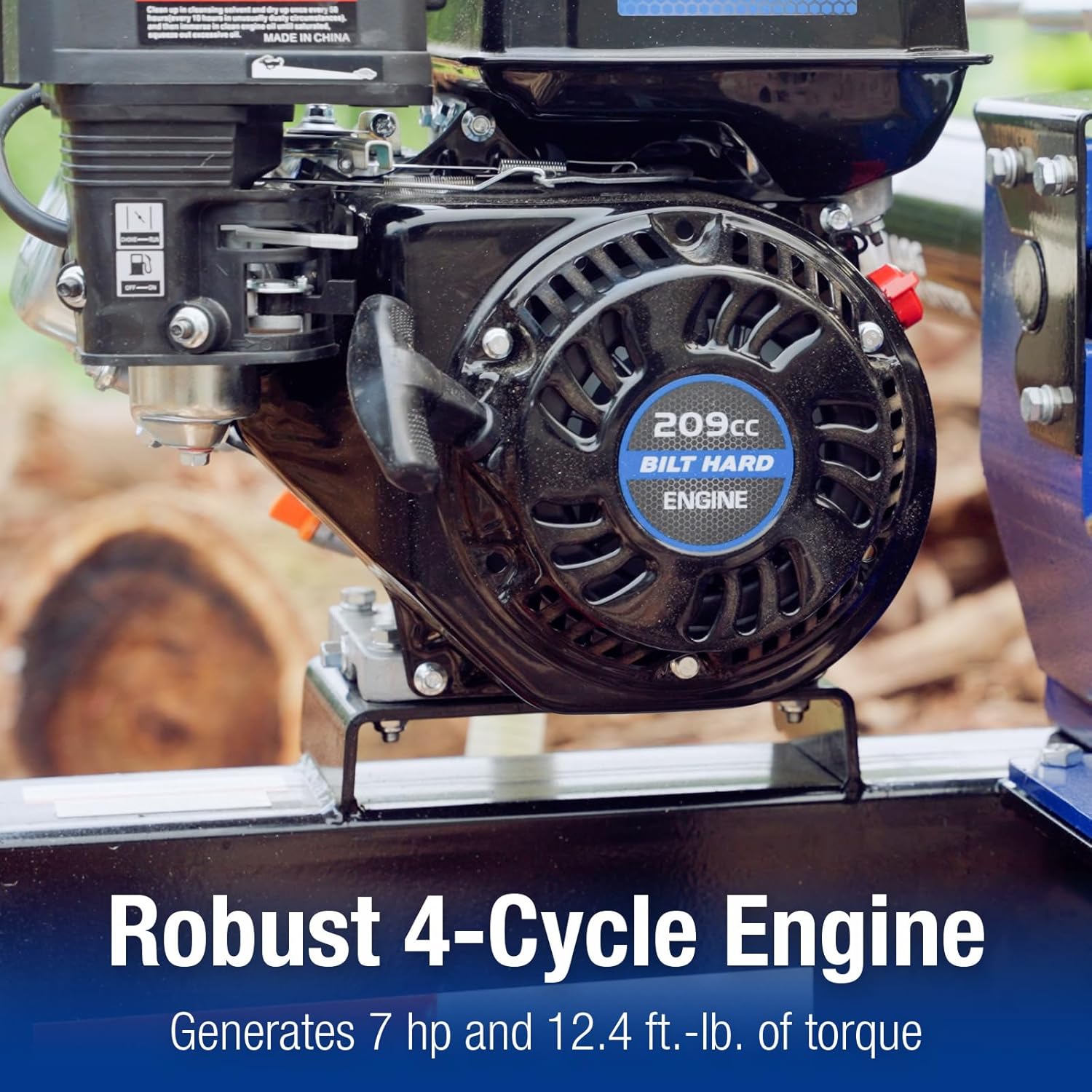 BILT HARD 20-Ton Gas Log Splitter, Hydraulic Wood Splitter with 7 HP 209cc OHV Engine, Towable Hitch, 13" Pneumatic Tires, 2 Stage Gear Pump, Steel Wedge, Firewood Splitting Machine