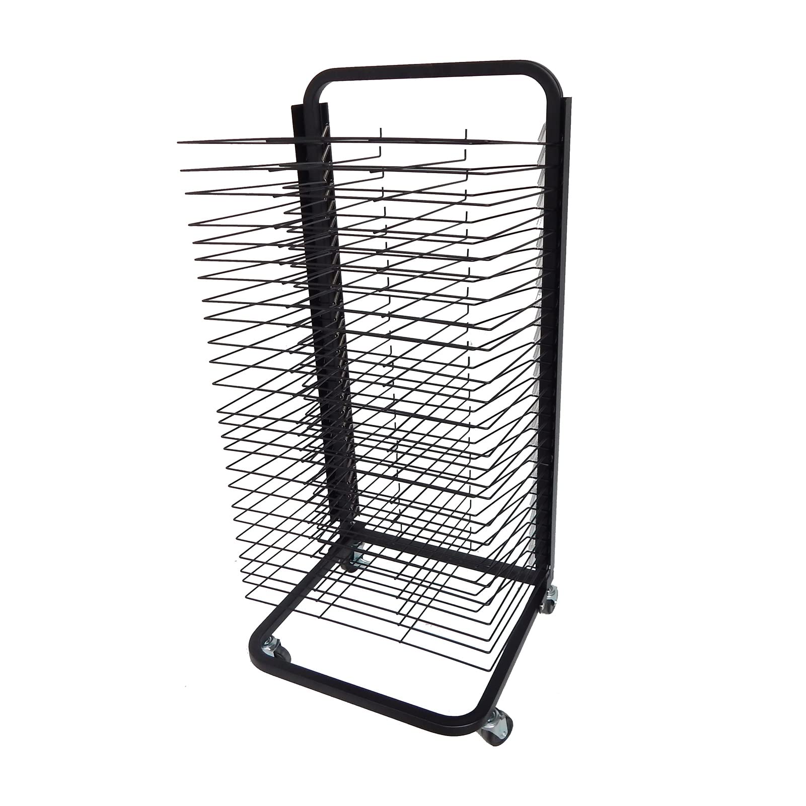 Metalowy stalowy stojak do suszenia sztuki zdejmowane półki mobilny nadruk półka do suszenia grafiki stojak ekspozycyjny z kółkami do sal lekcyjnych, studiów artystycznych i użytku domowego, czarny