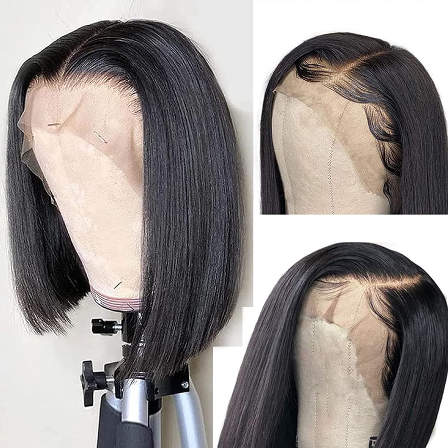 Lovestory Human Hair Lace Front 13x4 Wigs Bob 10 Inch 150 Density Brazilian Virgin Human Hair Pre Plucked wigs for Black Women Short Bob Wigs Straight Hair Natural Color