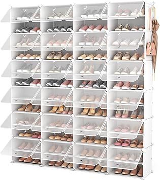 ROJASOP Shoe Storage Cabinet, 12-Tier Shoe Organizer 96 Pairs Extra Large Plastic Shoe Rack with Covers Portable Shoe Rack Organizer with Doors Big Shoe Rack for Closet Entryway Bedroom