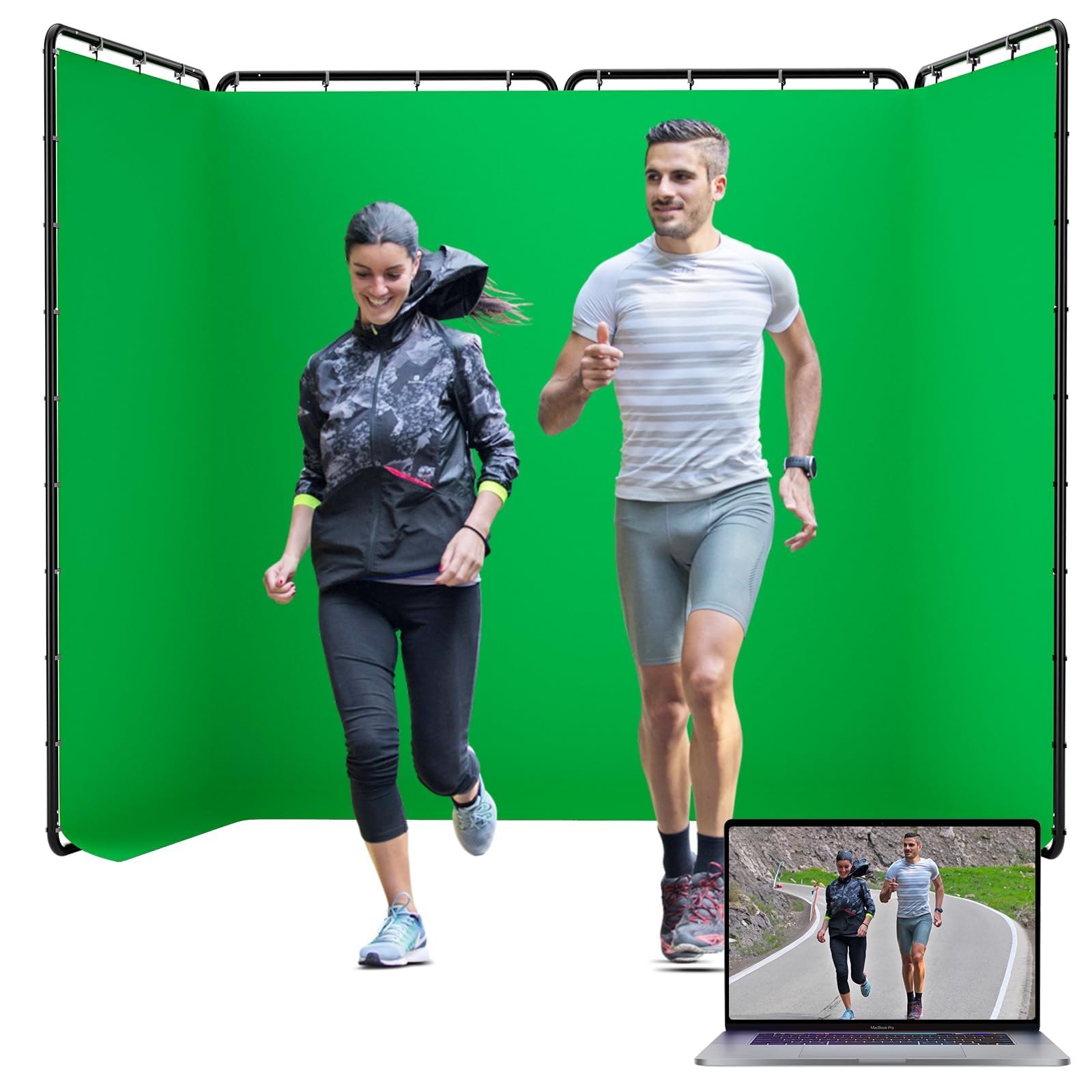 EMART Fond Vert avec Support 2,4 x 4 m, Grand Fond Chromakey