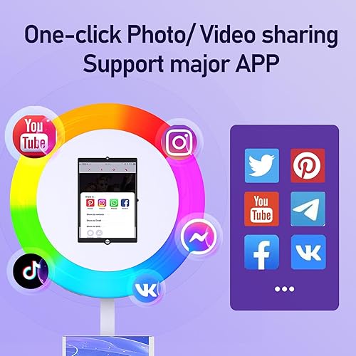 Miniatura 3 de MWE Soporte portátil para máquina de cabina de fotos compatible con cualquier iPad con aplicación de software y control remoto, sincronización de