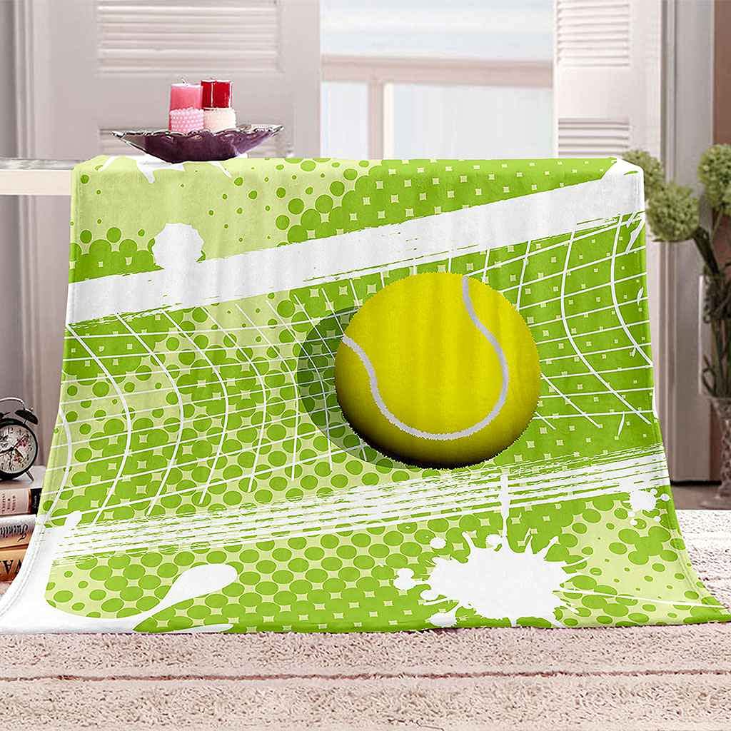 Couverture flanelle imprimé tennis vert plaid doux 3D