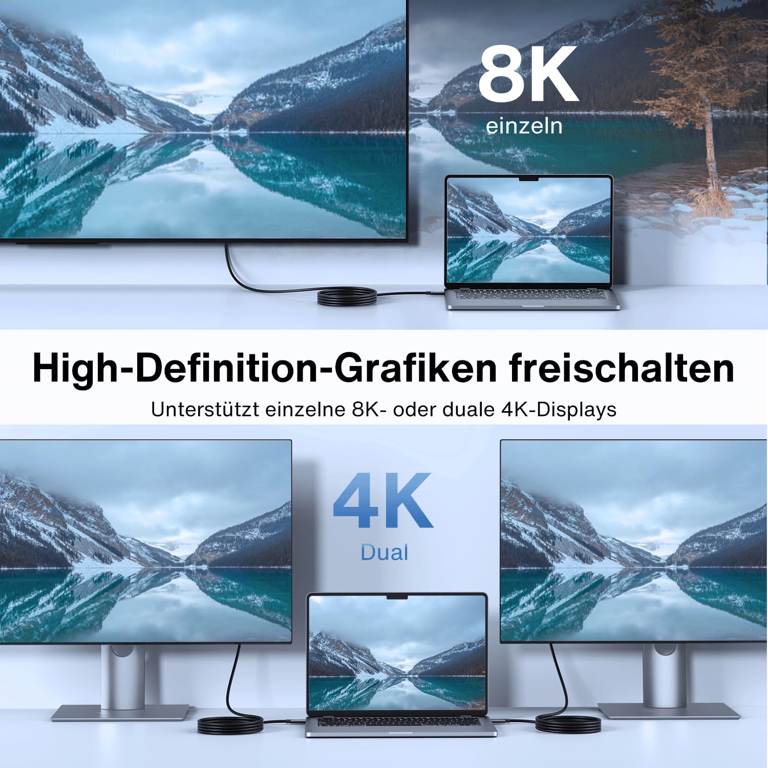 IVANKY Thunderbolt 4 Kabel 1.5M [Intel-zertifiziert], 240W USB C Ladekabel, 40Gbps Daten 8K Video, für MacBook Air/Pro M5, MacBook Neo, iPhone 17/17e/16, iPad Air M4, Samsung, USB4 Kompatibel