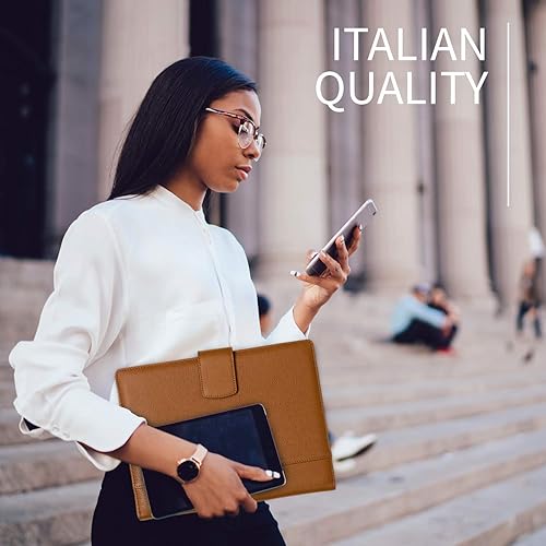 Miniatura 6 de Maruse portafolio ejecutivo de cuero italiano, carpeta organizadora con cierre magnético y bloc de notas, hecho a mano en Italia, cuerda