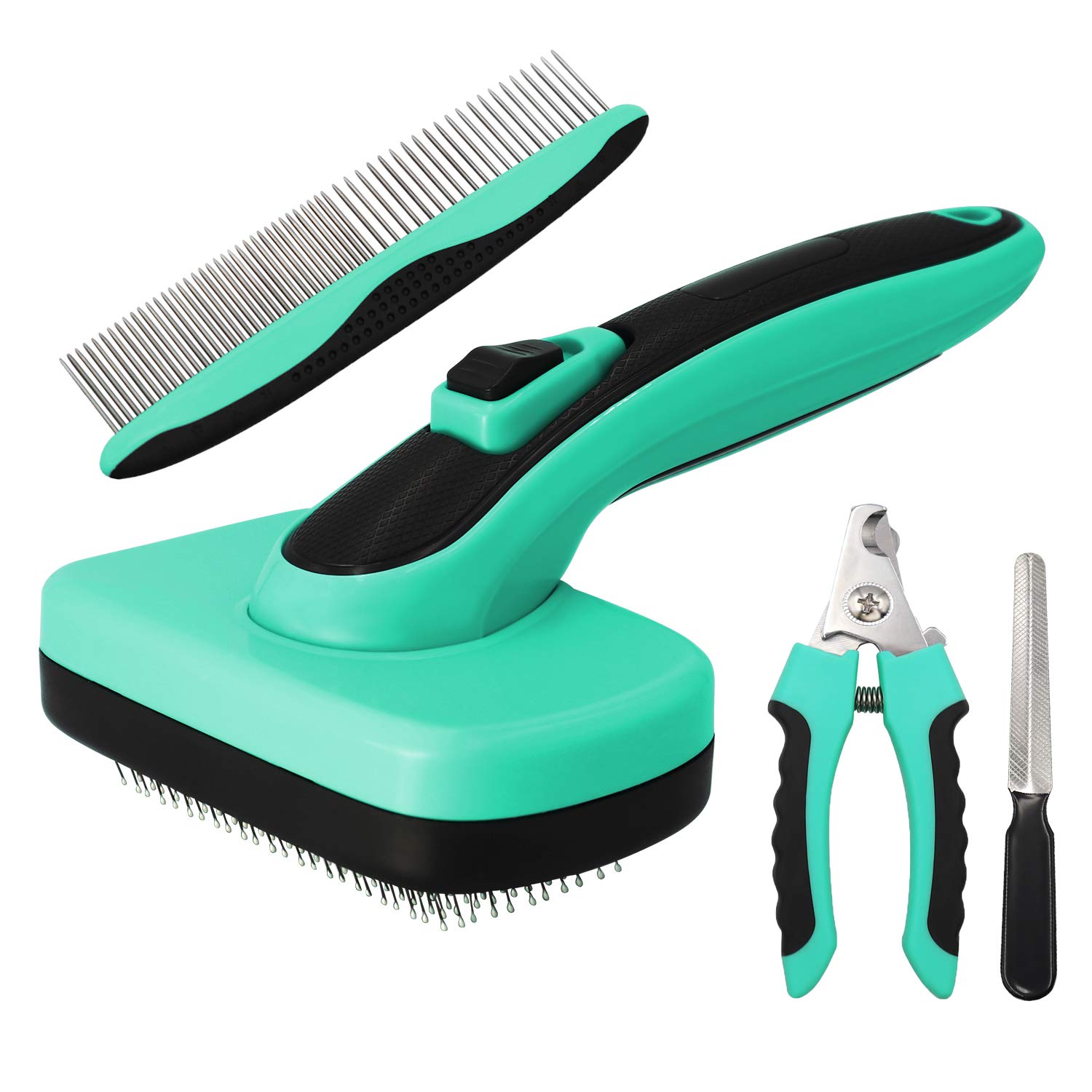 Kiloforest Self Cleaning Slicker Brush ââ‚¬â€œ Shedding and Grooming brush for dog and cat, Nail Clippers and Trimmers - with Safety Guard and Free Nail File,Stainless Steel Teeth Combs for dogs&cats(blue) (B092W2FRGV) Amazon Price History, Amazon Price Tracker