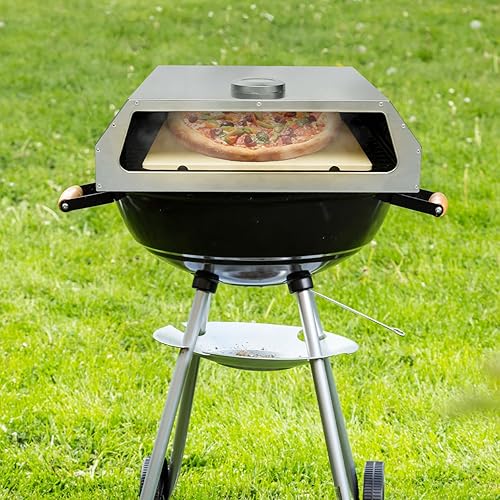 Miniatura 7 de Horno de pizza para parrilla con un par de guantes, máquina de pizza portátil al aire libre con medidor de temperatura para campamento, patio