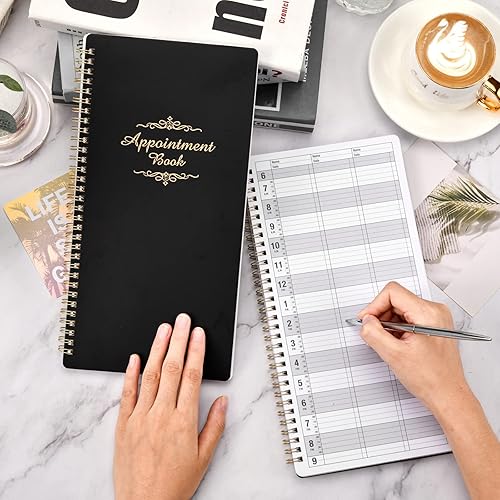 Miniatura 7 de Libro de citas de salón – Incrementos de 15 minutos, 3 Cols, 200 páginas, 6.1 x 11.54 pulgadas, 6 AM - 9 PM, planificador diario y por hora sin