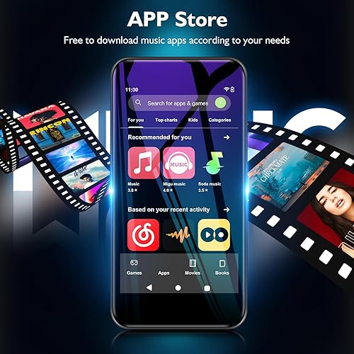 Miniatura 2 de Reproductor MP3 de 32 GB con Bluetooth, pantalla táctil completa de 4 pulgadas 720P, reproductor de video de música de alta fidelidad portátil sin