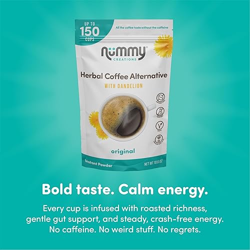 Miniatura 7 de Nummy Creations Alternativa original al café de hierbas instantáneo con diente de león. Sabor de café de cuerpo completo, sin cafeína, totalmente