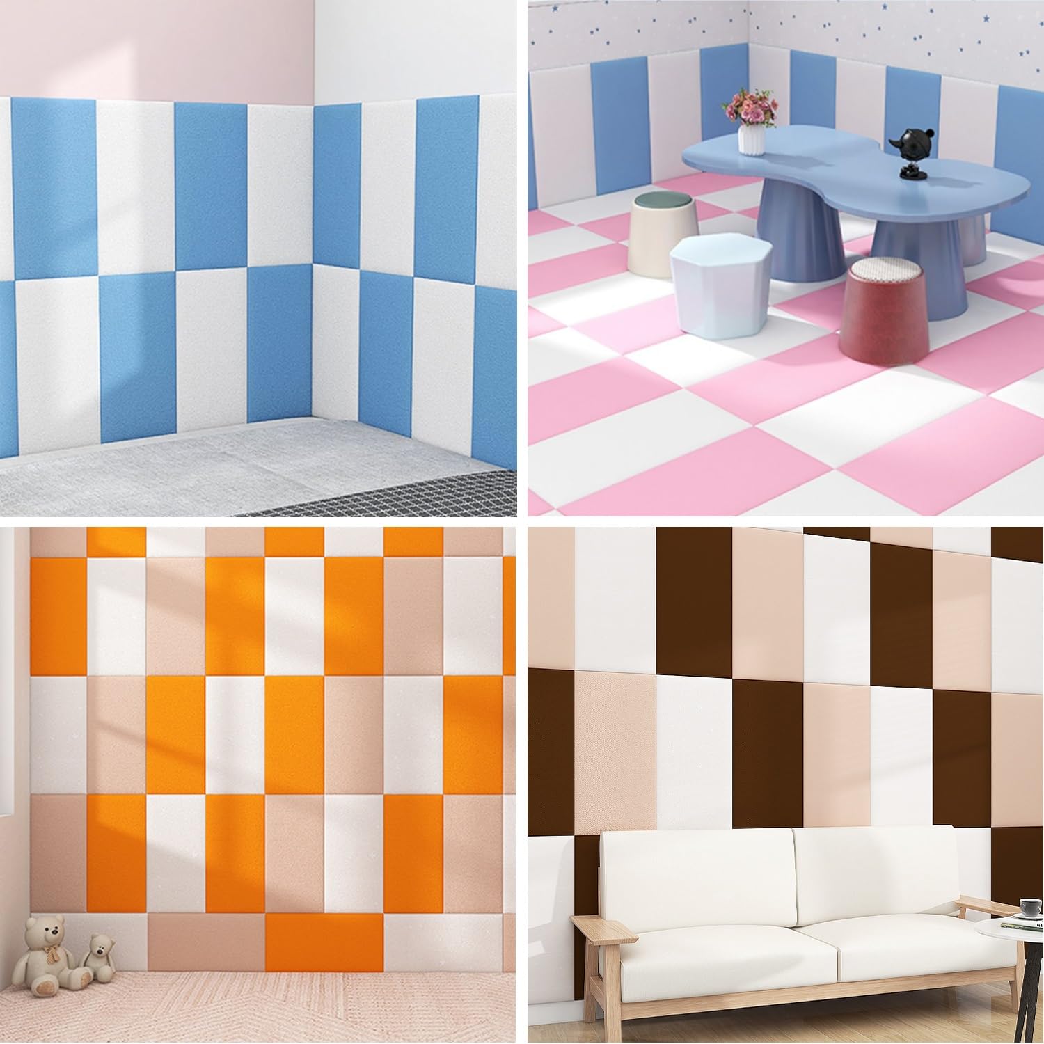 Adesivi 3D per Testata Letto, Pannelli Imbottiti per Pareti, 30X60 cm Paracolpi Muro Bambini, Isolamento e Protezione Dal Freddo, Autoadesive(Blu,10pcs)