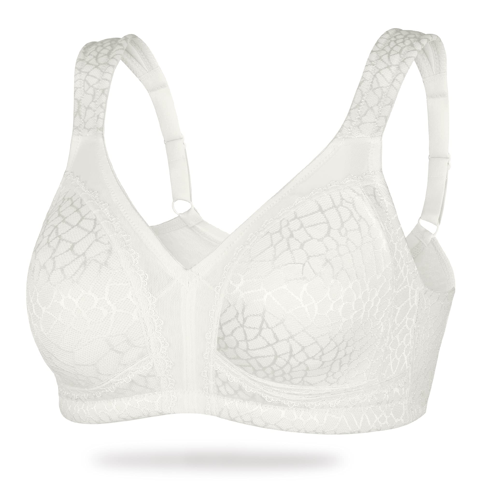 Unpadded Plus Smooth Wirefree Bra Nonpad (42D, Hell White)