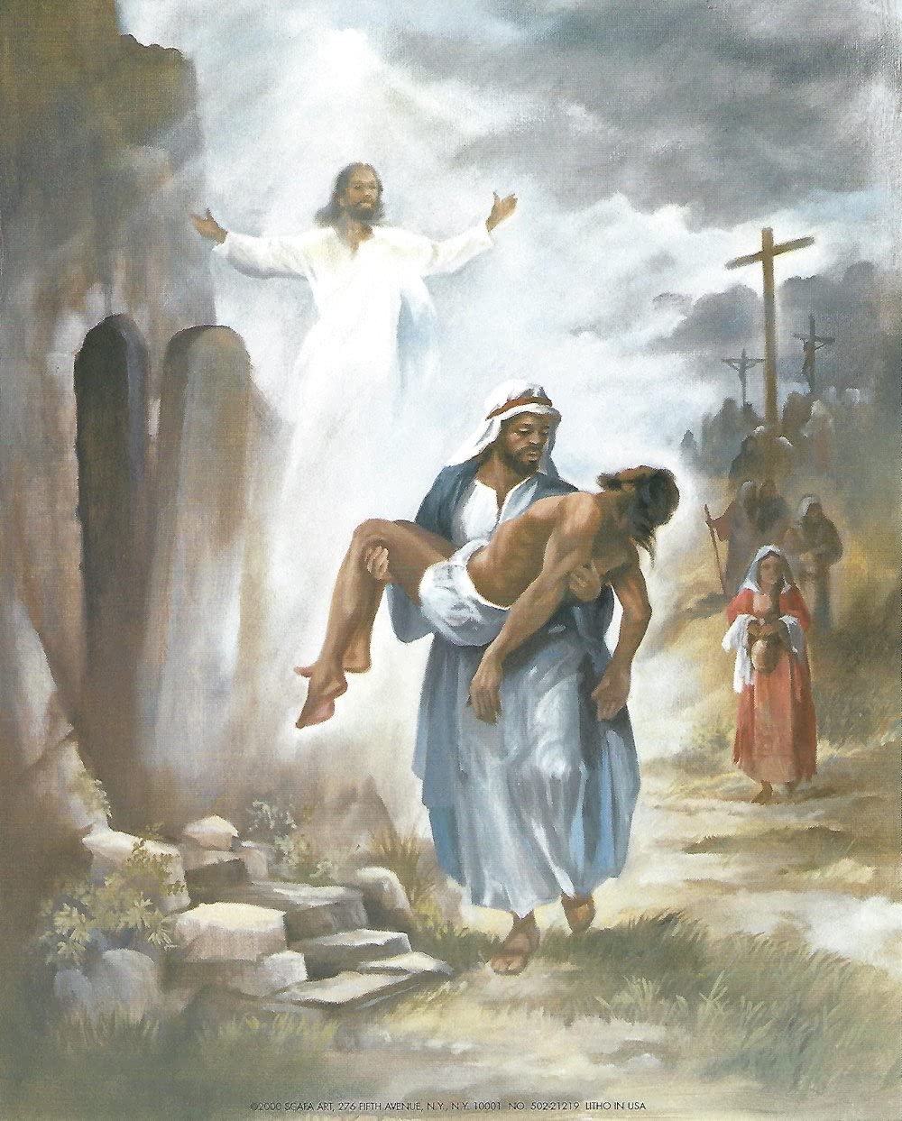 And He Rose: The Resurrection (African American Jesus) by Vincent Barzoni (30x24 inches - Unframed Art Print)