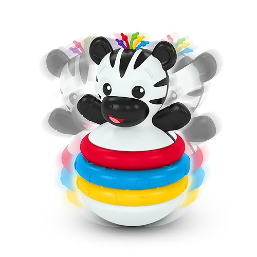 Baby Einstein Stack & Wobble Zen - Juguete mordedor sin BPA para el aprendizaje de causa y efecto, bebés a partir de 3 meses