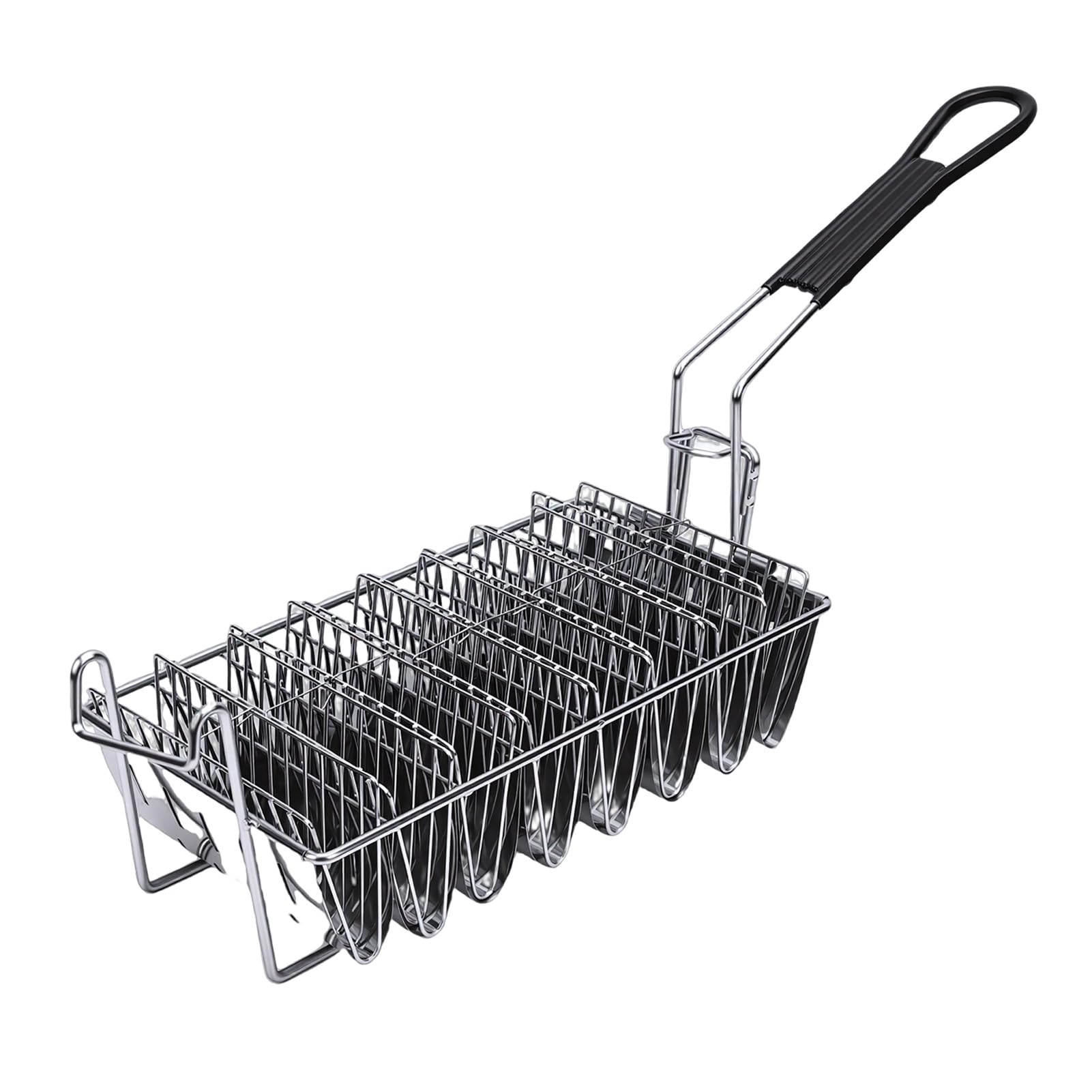 ASHATA Cestello per Friggitrice Taco Stampo a Forma di V in Acciaio Inossidabile per Conchiglie Croccanti, Supporto per Friggitrice da per Feste in Famiglia, 13,6x3,7x6,5 Pollici