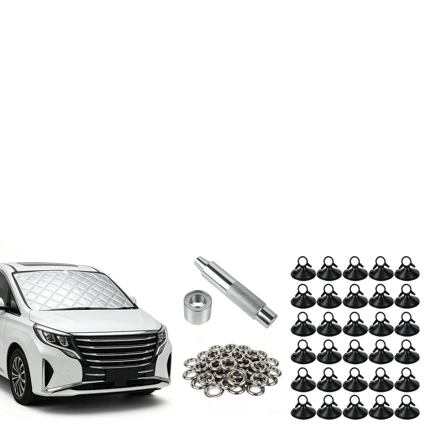 Thermomatte DIY Kit, Individuell anpassbare Universal-Autofensterabdeckung, 3 lagige Baumwolle, Wärmeisolierung Lichtschutz und Sichtschutz für Wohnmobil Vans - 3.5 x 1.47 m
