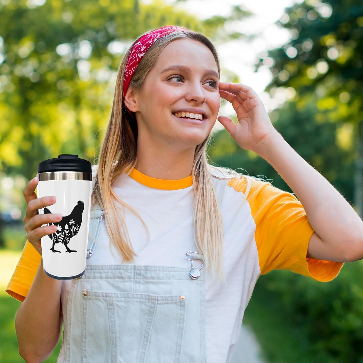 Floral Chicken Travel Coffee Mug 13 Oz for Farmer, Stainless Steel Insulated Tumbler Cup with Lid, Novelty Anniversary, Birthday & Christmas Gift for Men, Women, Friend, Sister, Bestie - Image 7