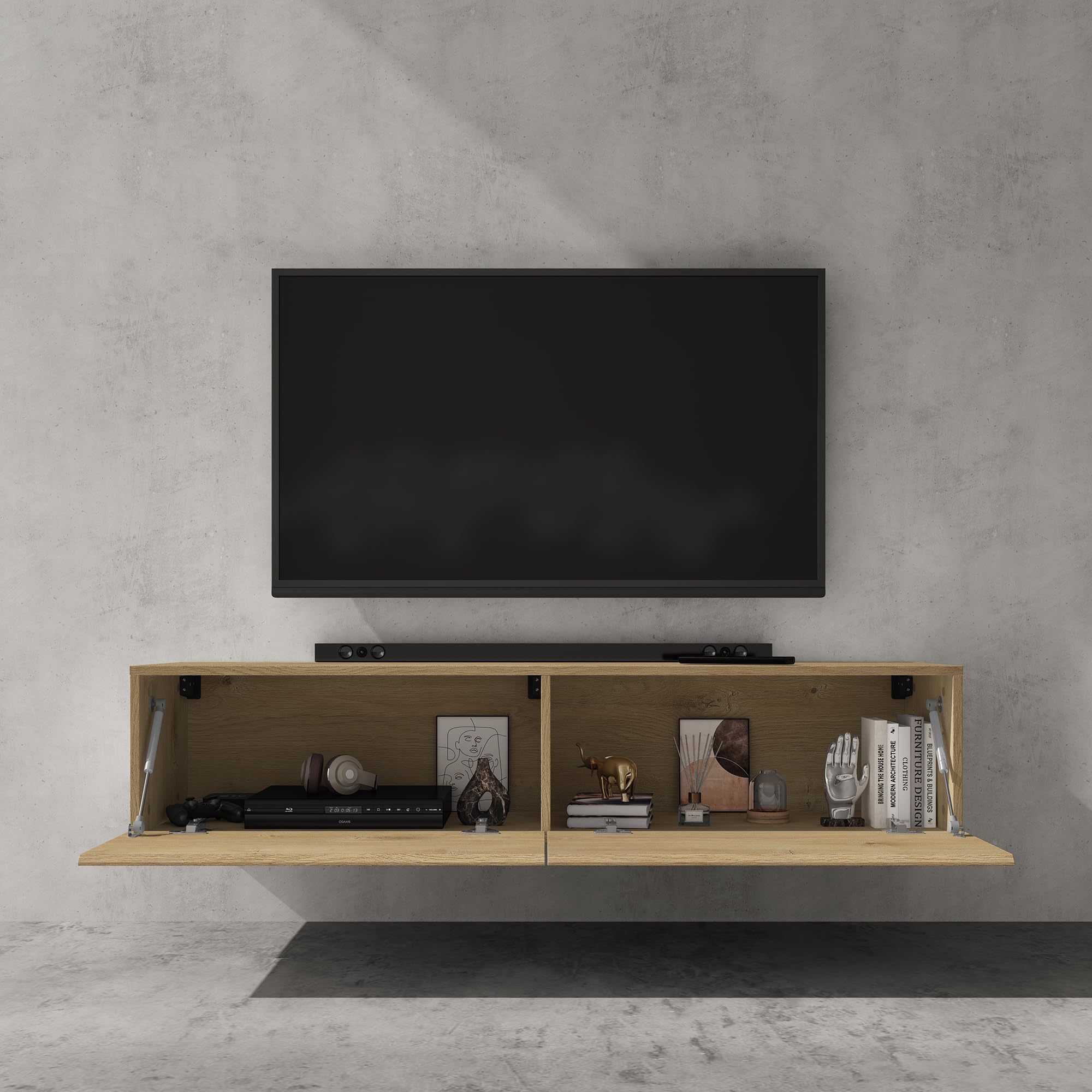 doporro TV Lowboard hängend Fernsehschrank Wohnzimmer | TV-Schrank hängend Fernsehtisch Hängeschrank 160cm Fernsehschrank02