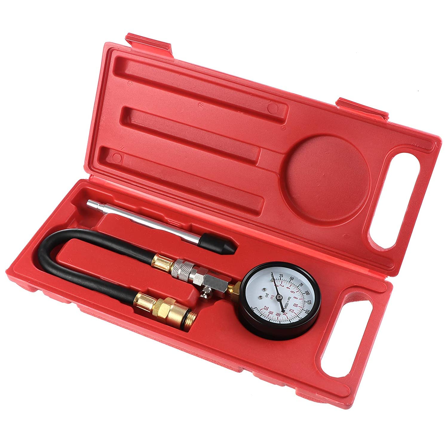 ABBASALIProfessional Petrol Engine Compression Tester, Motorbike Cylinder Pressure Tester Engine Cylinder Leakage Test Tool