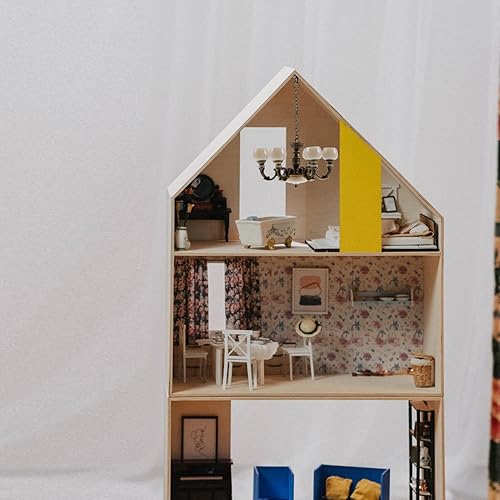 Miniatura 7 de VOSAREA Lámpara de araña en miniatura 112, lámpara de techo para casa de muñecas, lámpara colgante modelo de araña mini lámpara de techo para casa