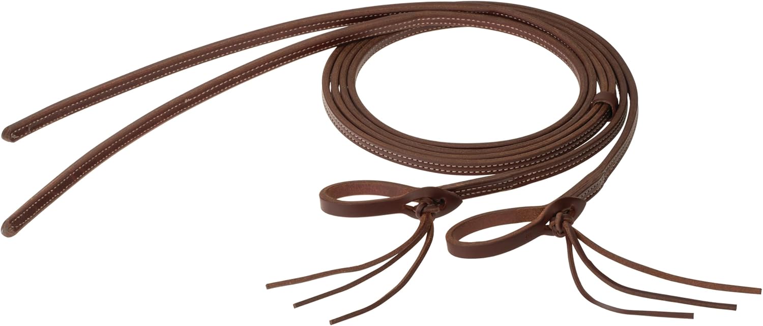STS Ranch Signature Tack Harness Leather Split Rein, Pineapple Knot, 8'